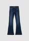 Slim Flare Dark Blue Washed Denim Jeans_0