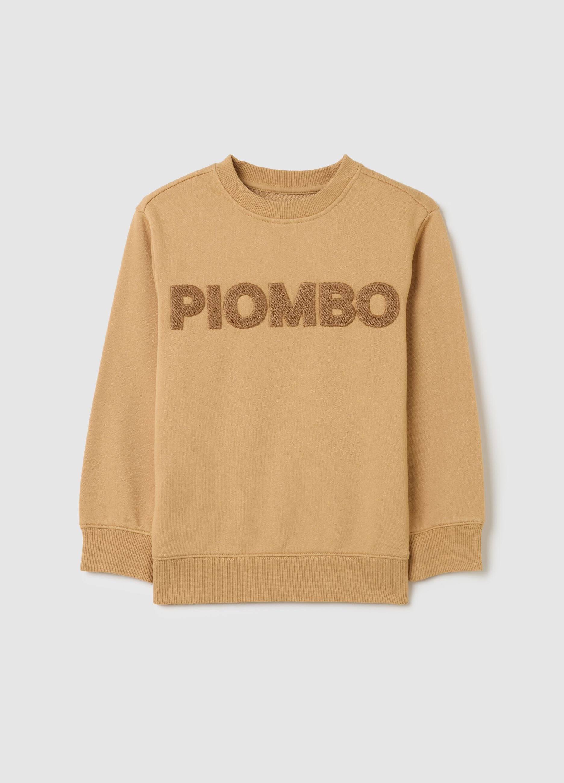 Felpa da bambino in misto cotone beige regular fit