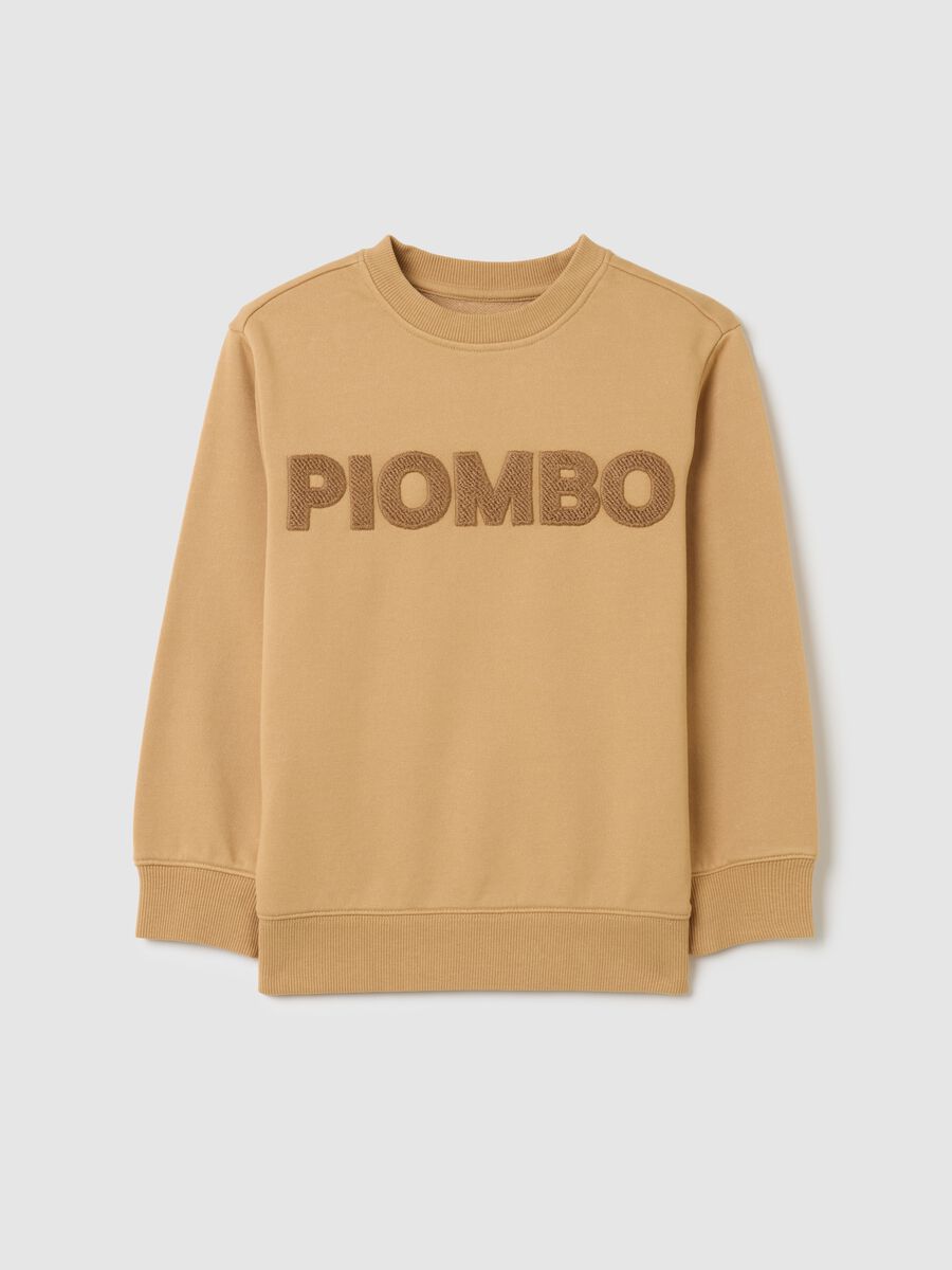 Beige Regular Fit Cotton Blend Kids Sweatshirt_0