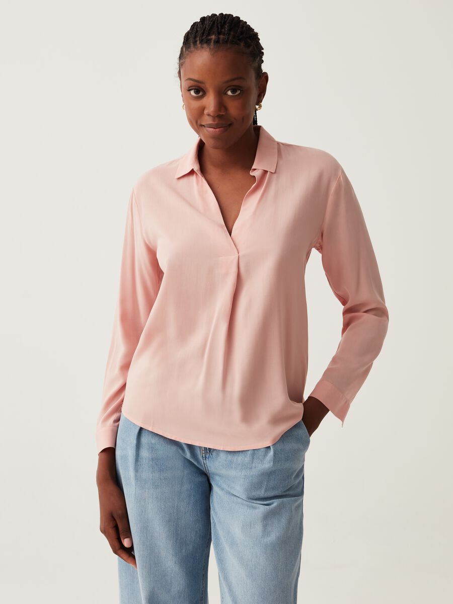 Blusa in viscosa con pince_0