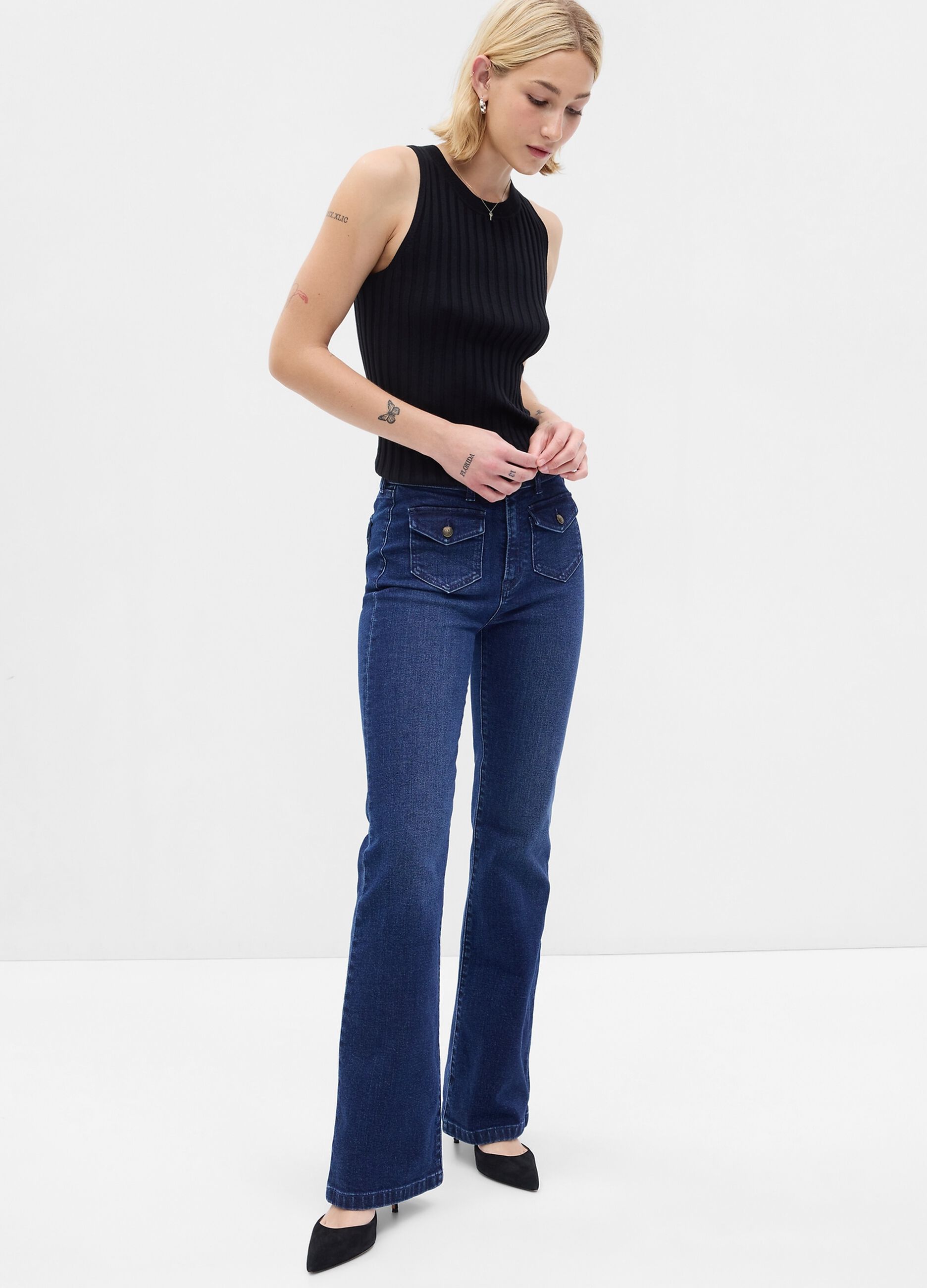 Ovs Jeans flare fit a vita alta con bottoni