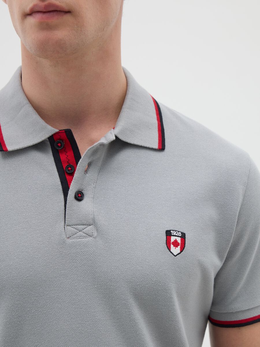 Men's grey regular fit polo shirt in pure cotton_2