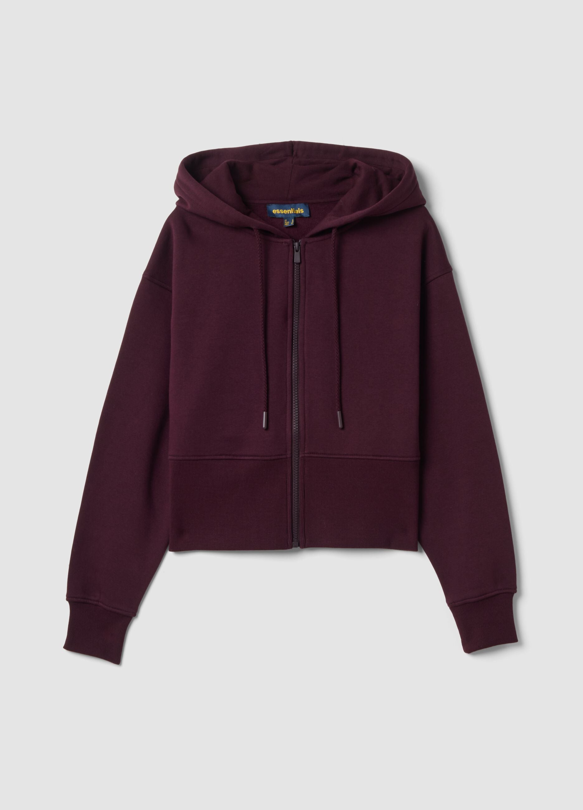 Felpa viola in misto cotone con cappuccio fitted