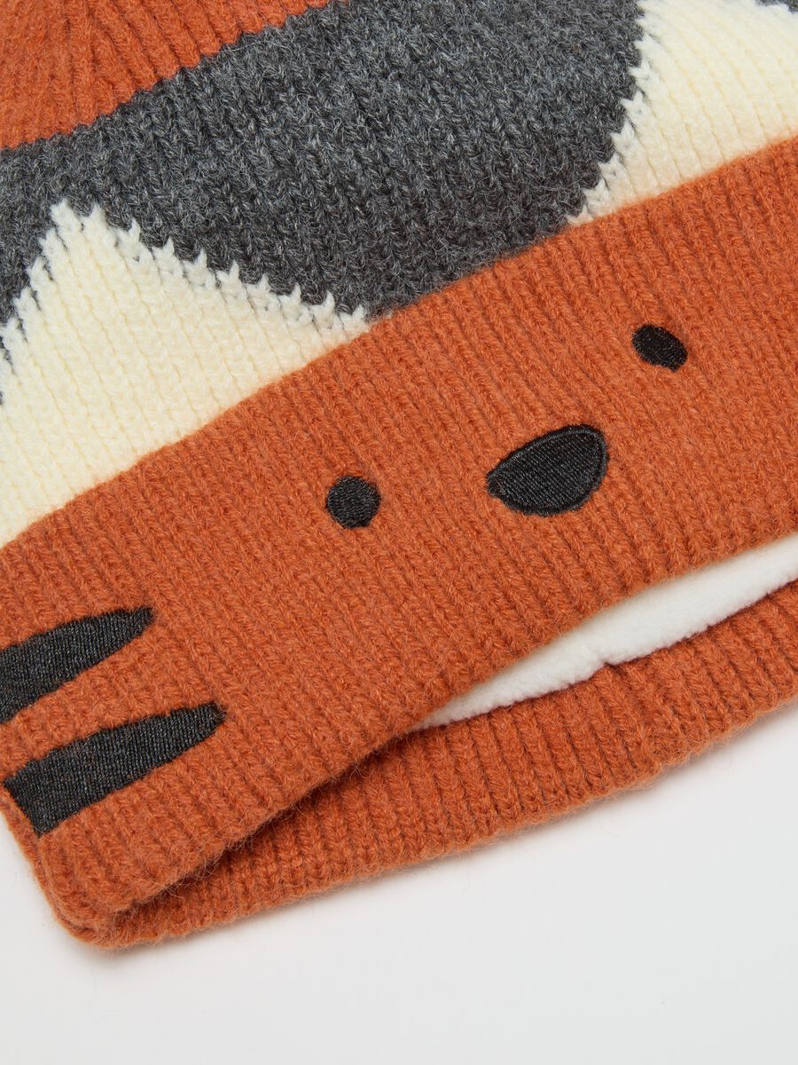 Orange Hat with Bear Print_2