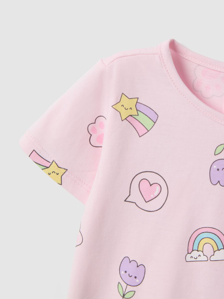 Girls' regular fit pink pure cotton T-shirt with designs_2