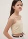 Top corto in misto lino e cotone beige da ragazza slim fit_0
