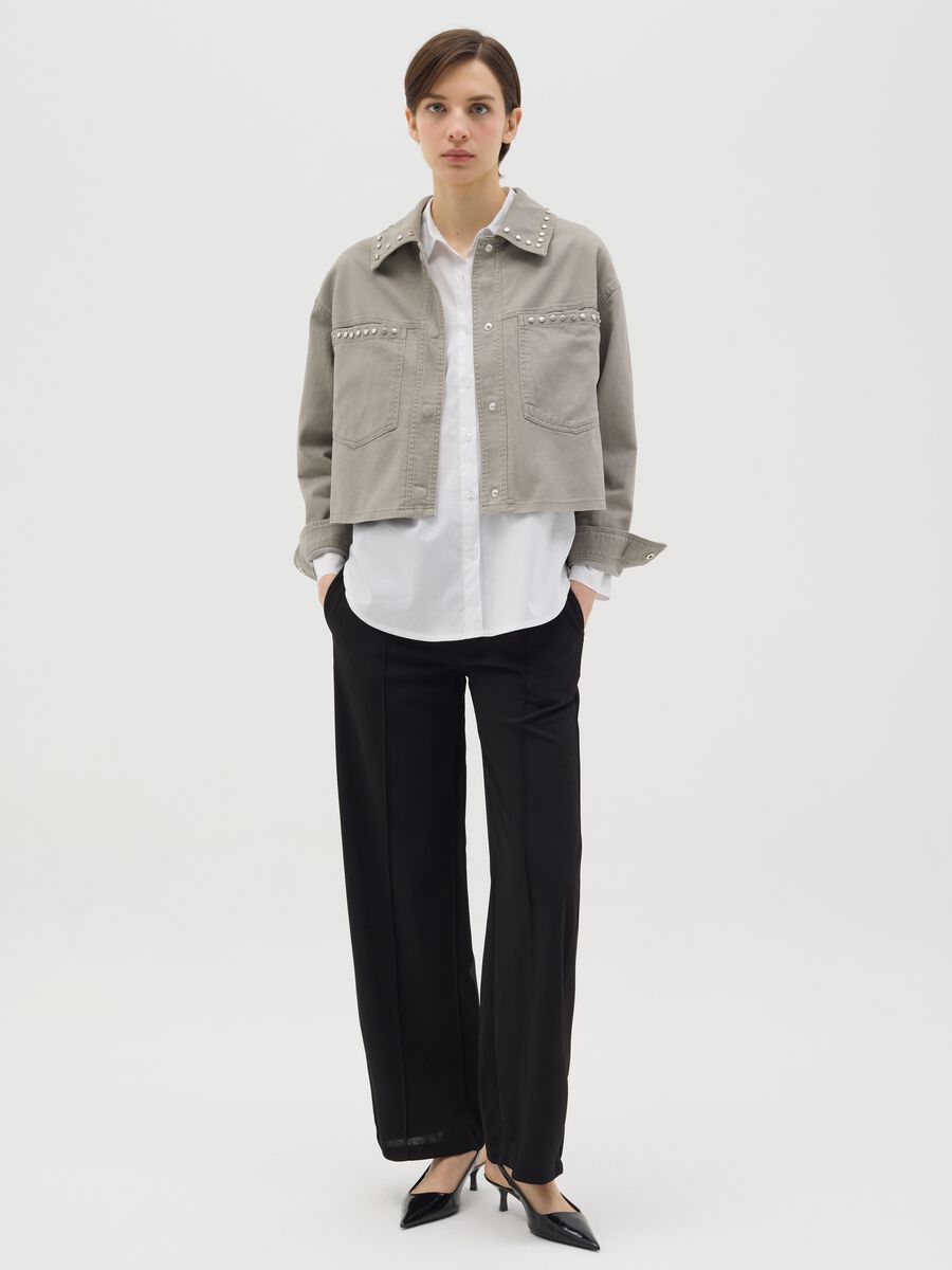 Grey jacket in cotton with studs_1