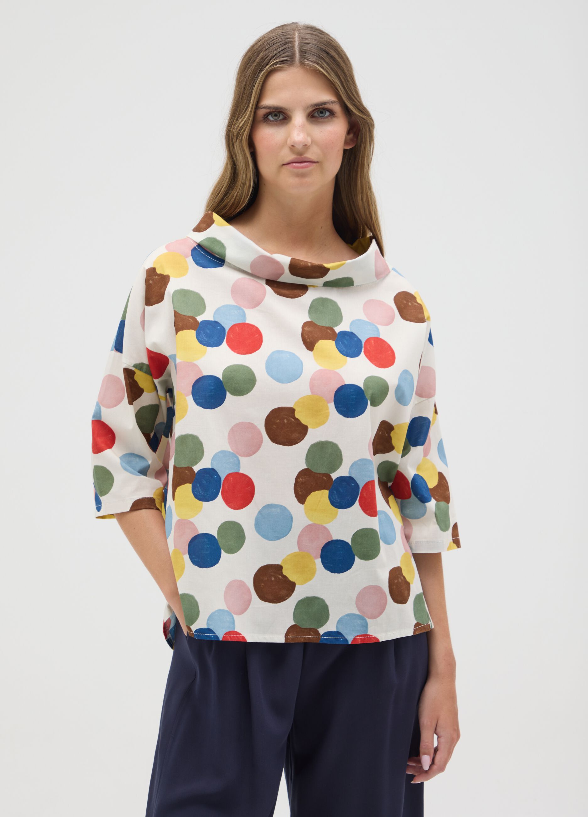 Women's cotton blend multicolour regular fit top