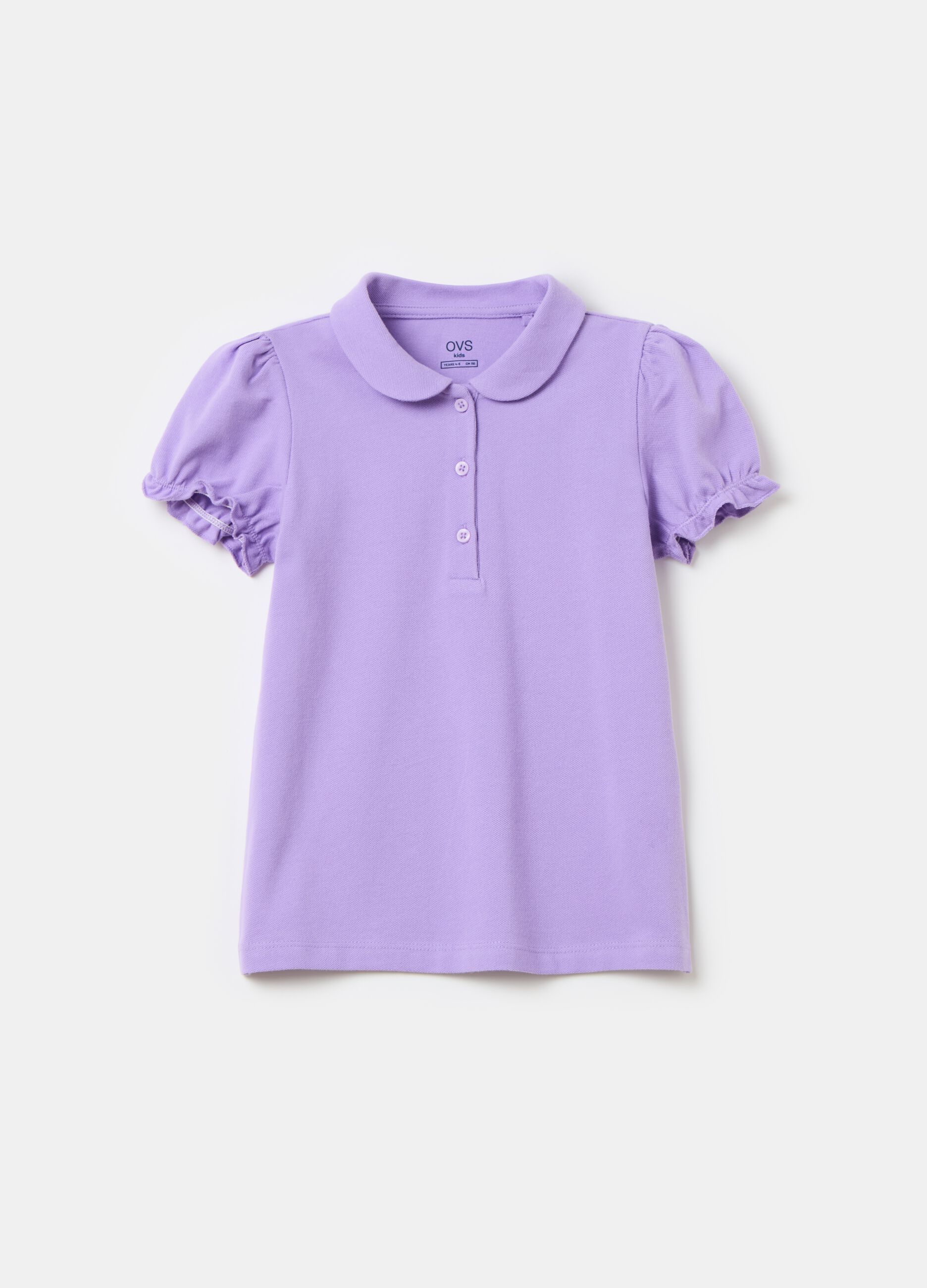 Cotton piquet polo shirt with frill