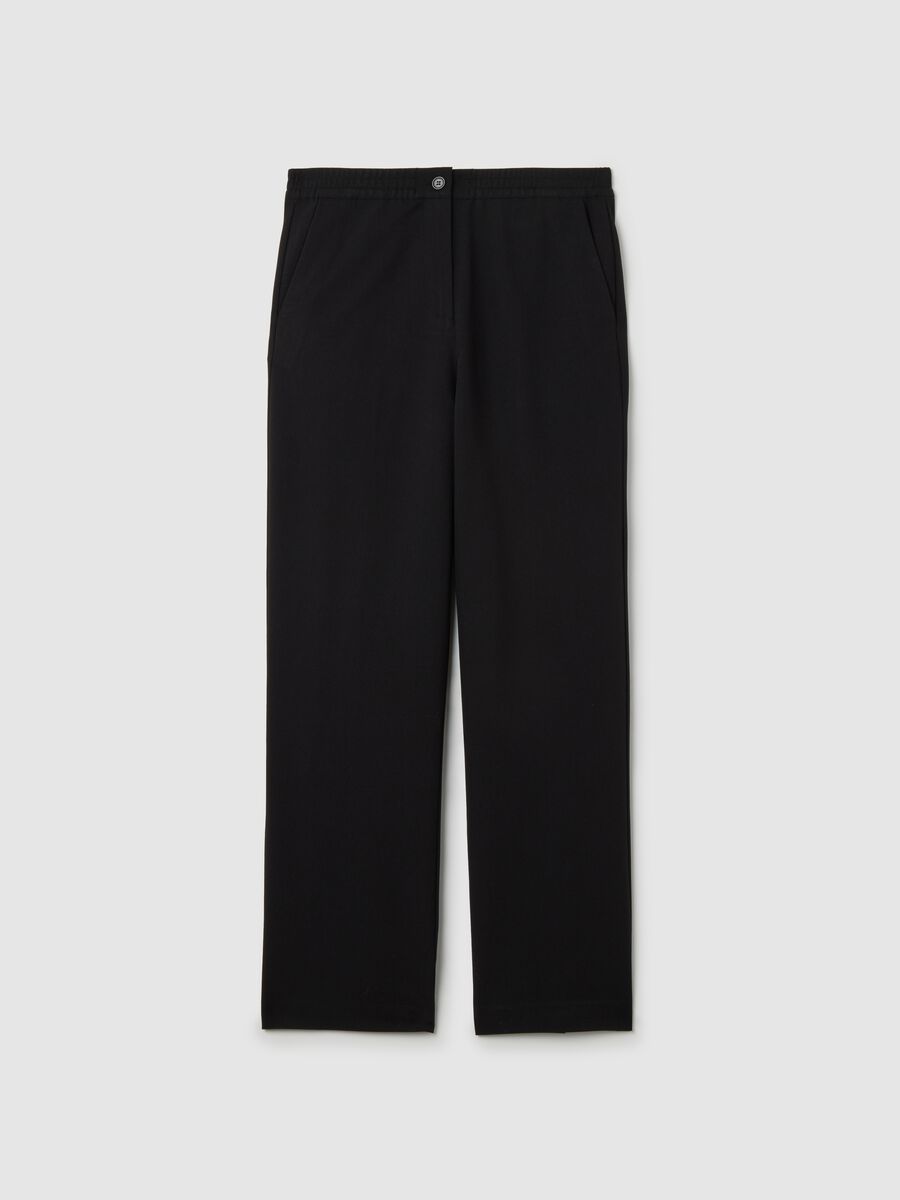 Black stretch trousers in polyviscose_4