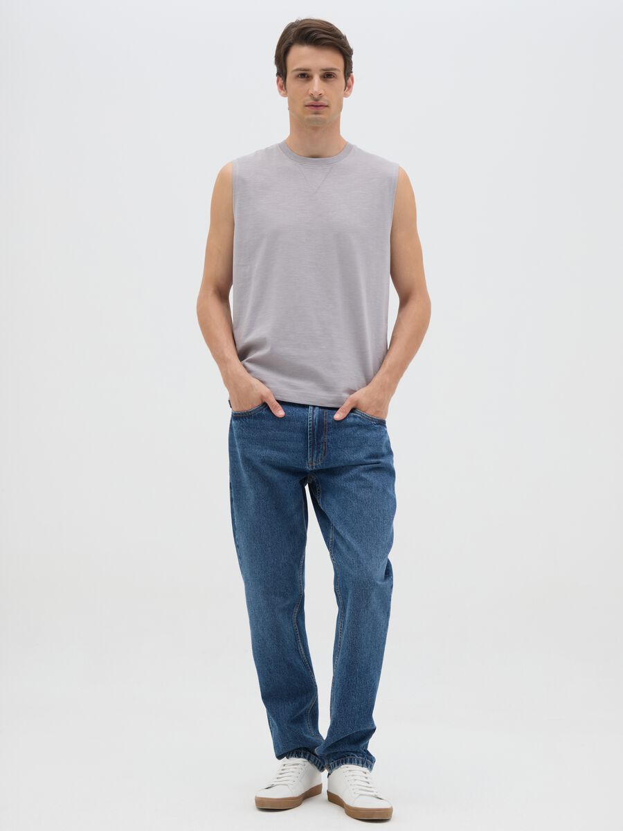 Men's grey pure cotton tank top regular fit_1