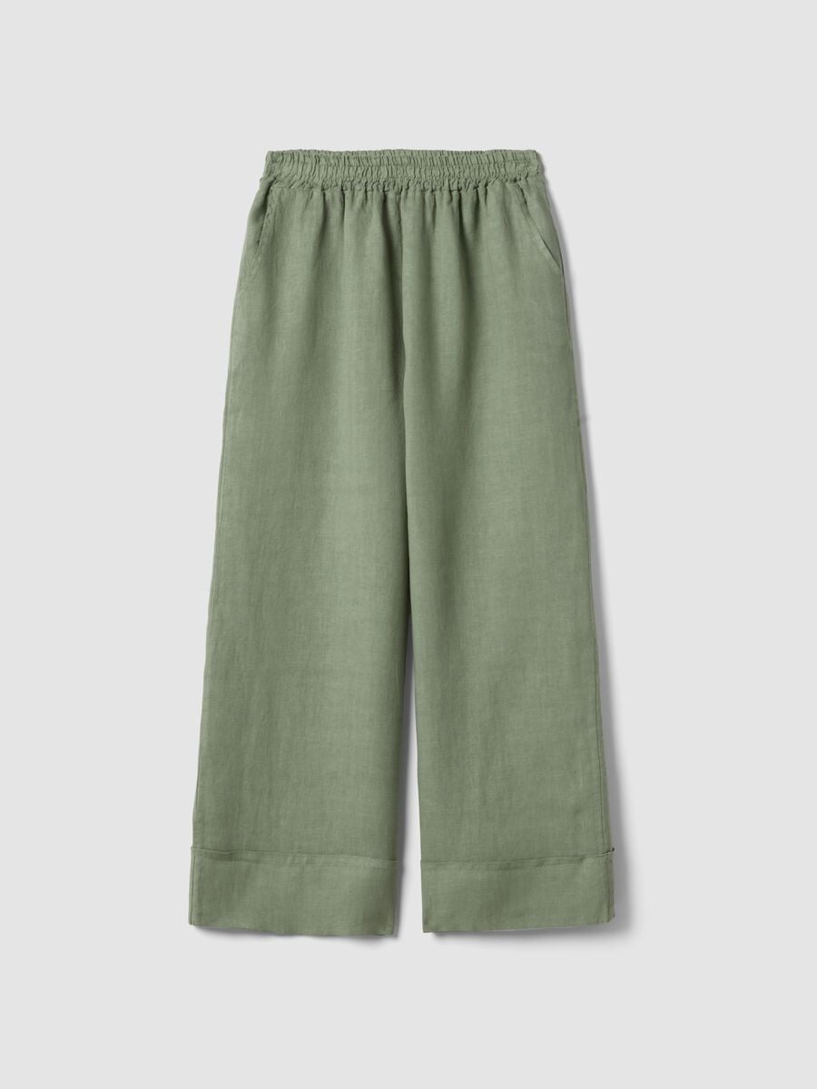 Green pure linen regular-fit trousers_4