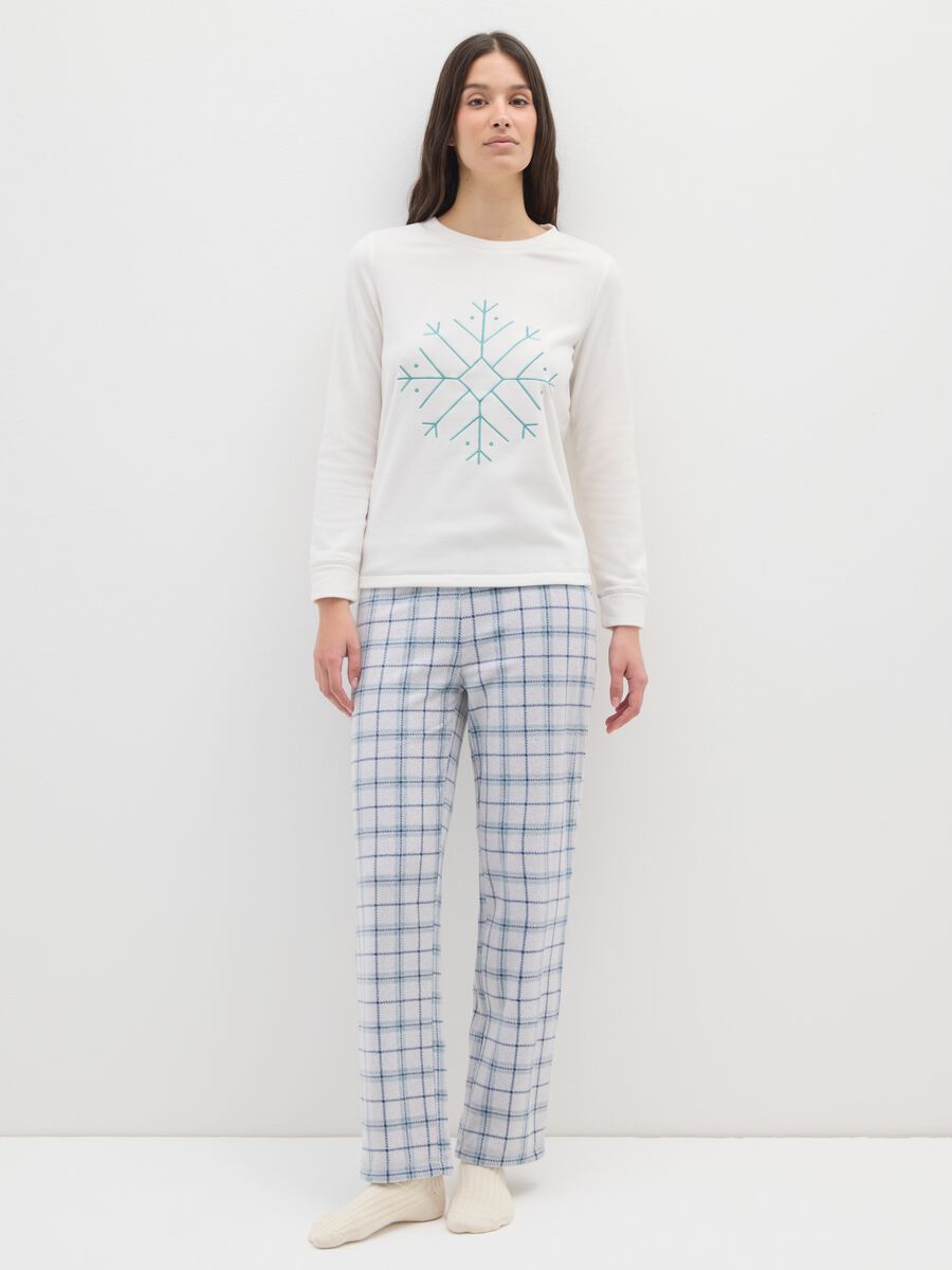 Multicolour Regular Fit Christmas Check Pyjamas with Snowflake_0
