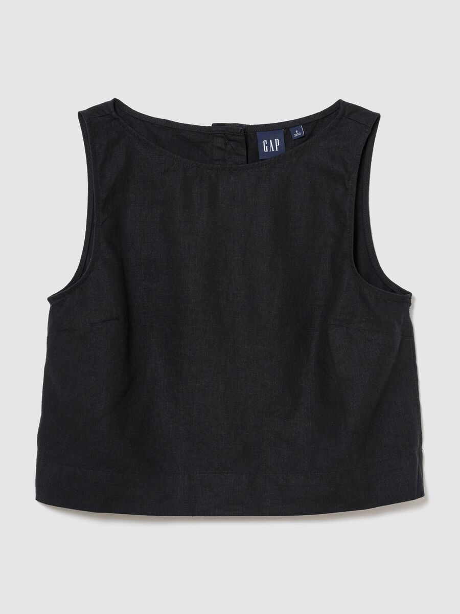 Sleeveless linen-blend top_3