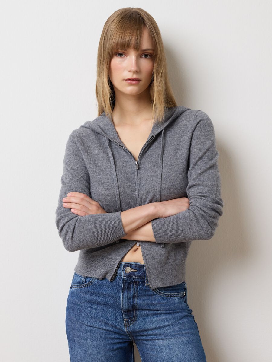 Cardigan in pura lana grigio regular fit_1