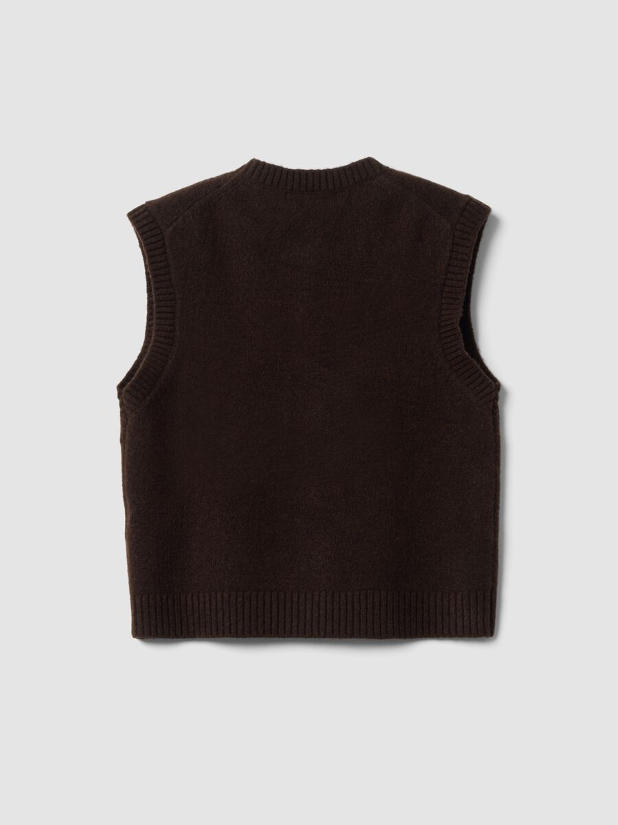 Brown stretch wool crew-neck gilet_6