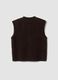 Gilet marrone in lana elasticizzata a girocollo_6