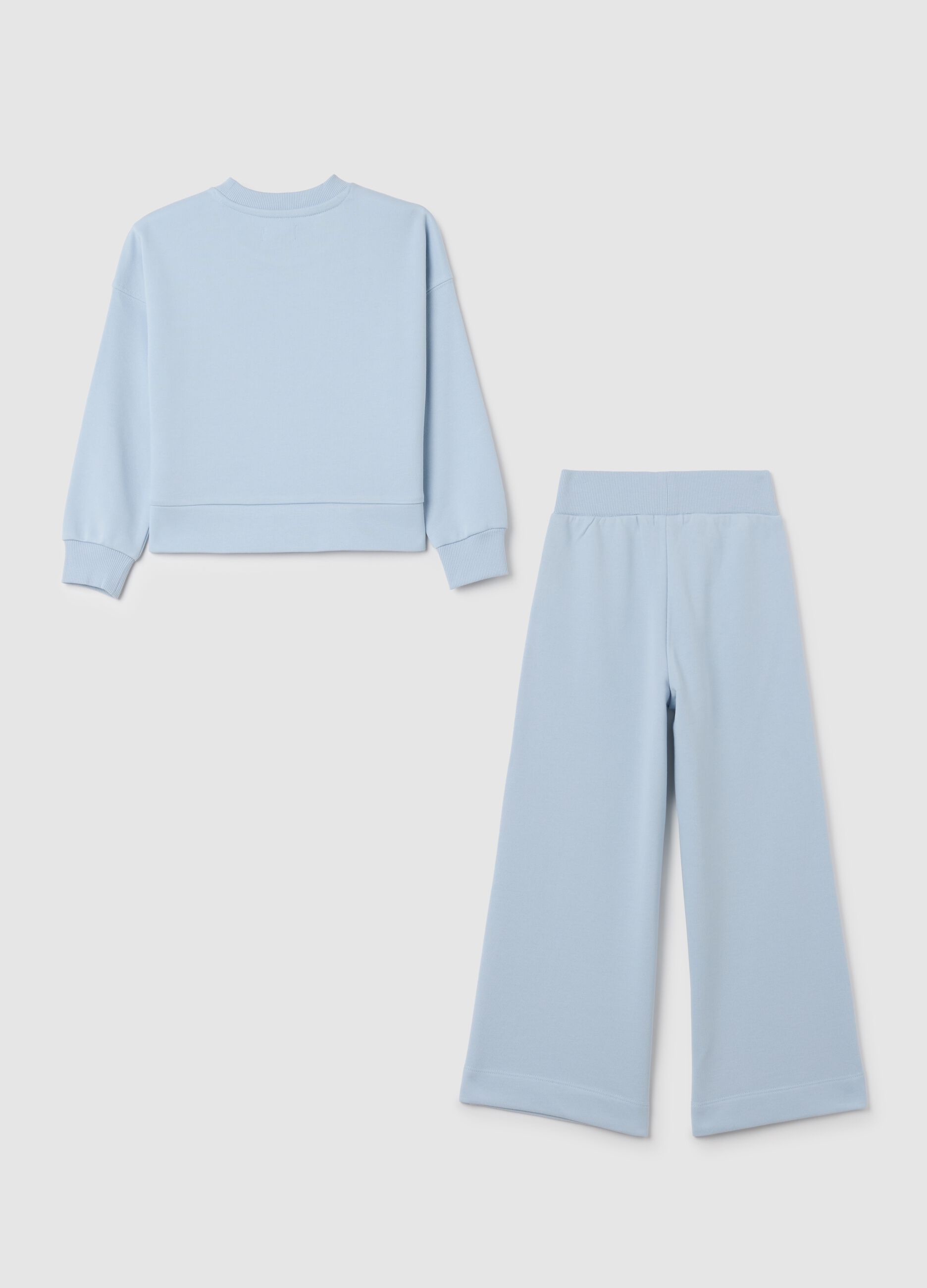 Completo da bambina in misto cotone azzurro regular fit