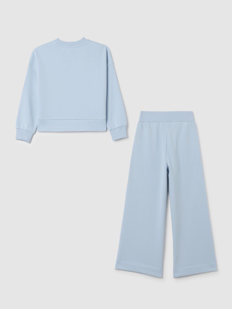 Completo da bambina in misto cotone azzurro regular fit_1