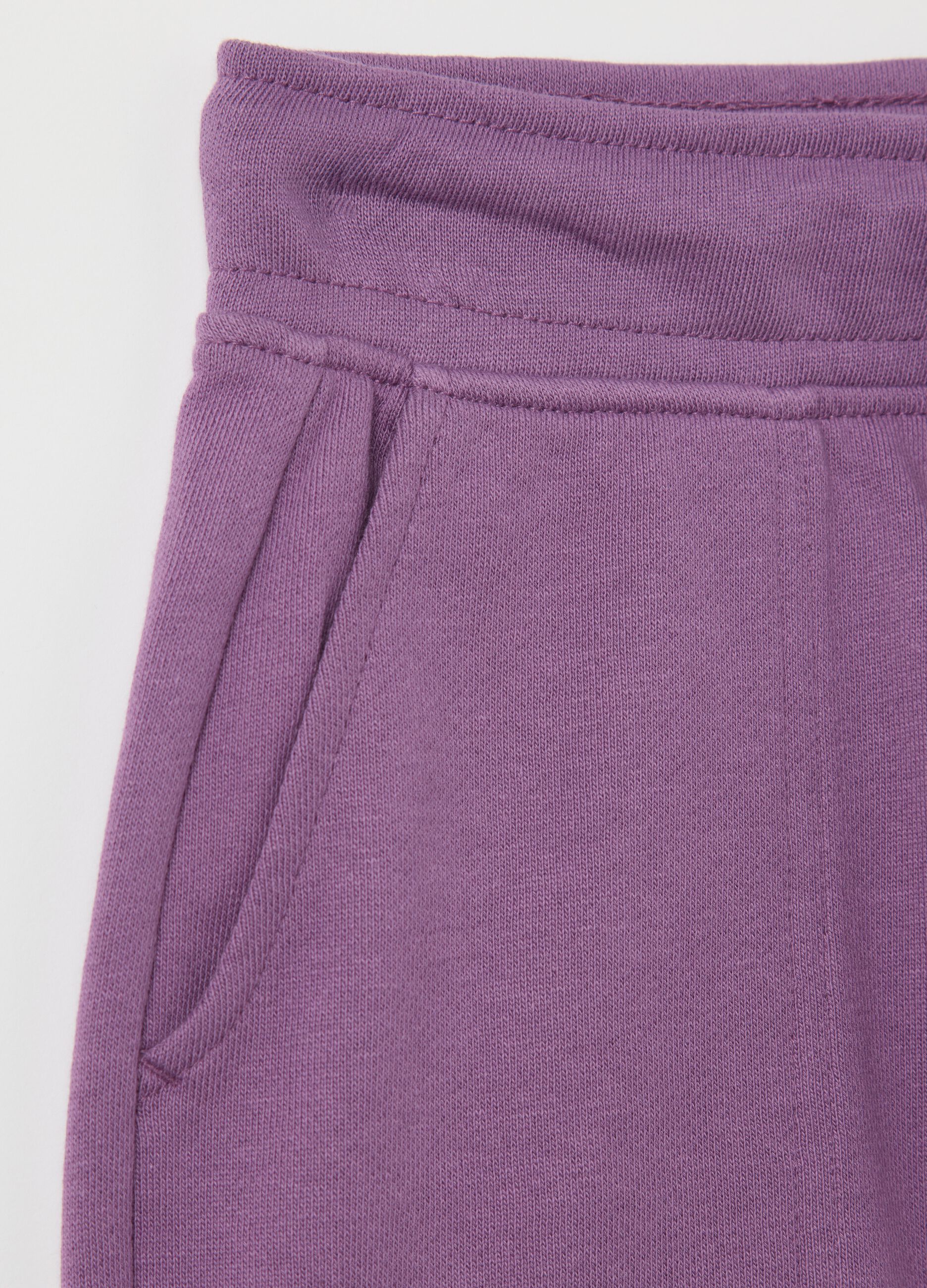 Purple worker Bermuda shorts in cotton with drawstring