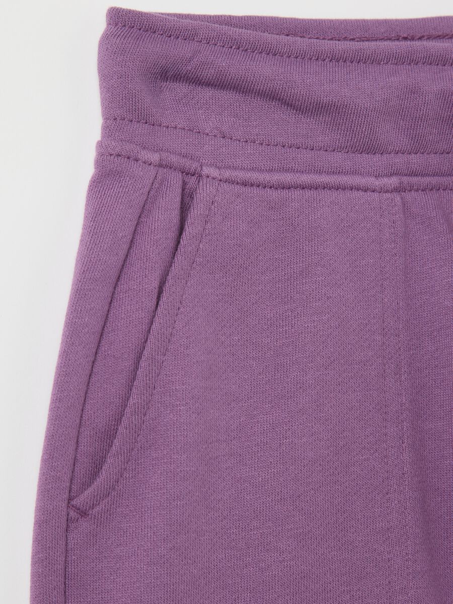 Purple worker Bermuda shorts in cotton with drawstring_2