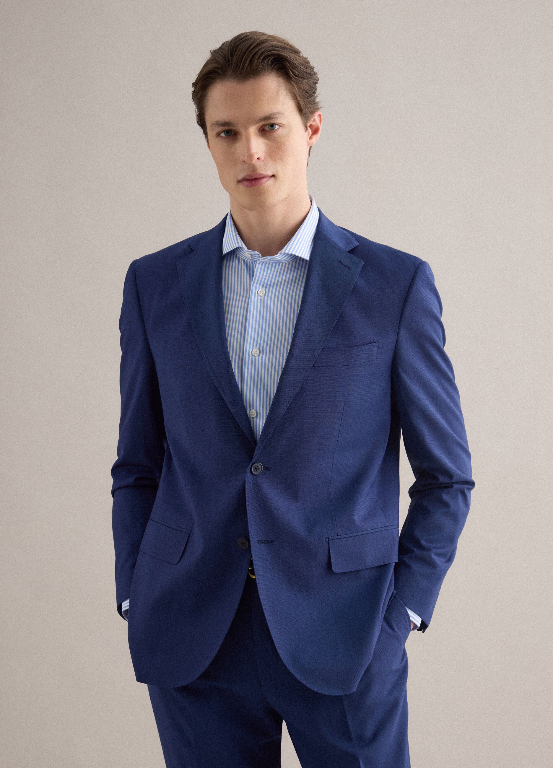 Single-breasted regular fit blue blazer