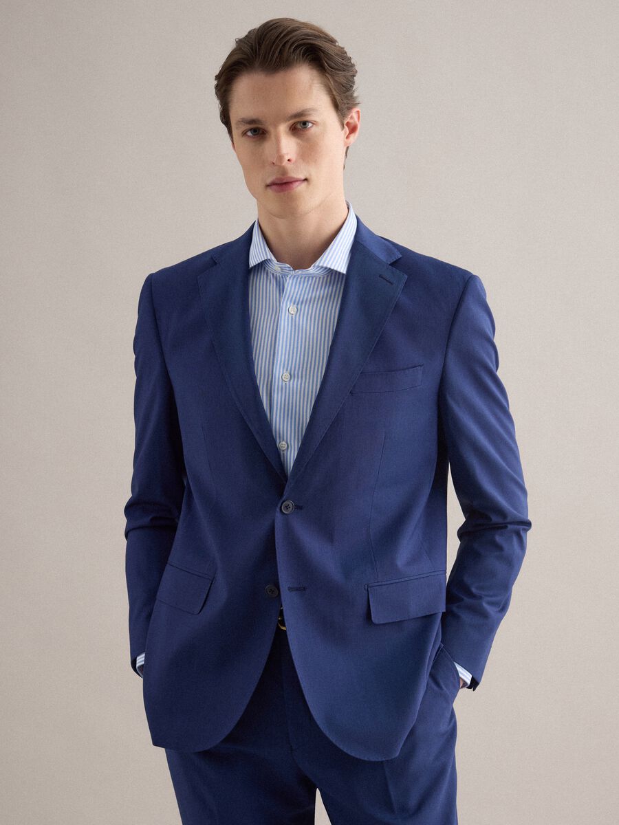 Single-breasted regular fit blue blazer_0