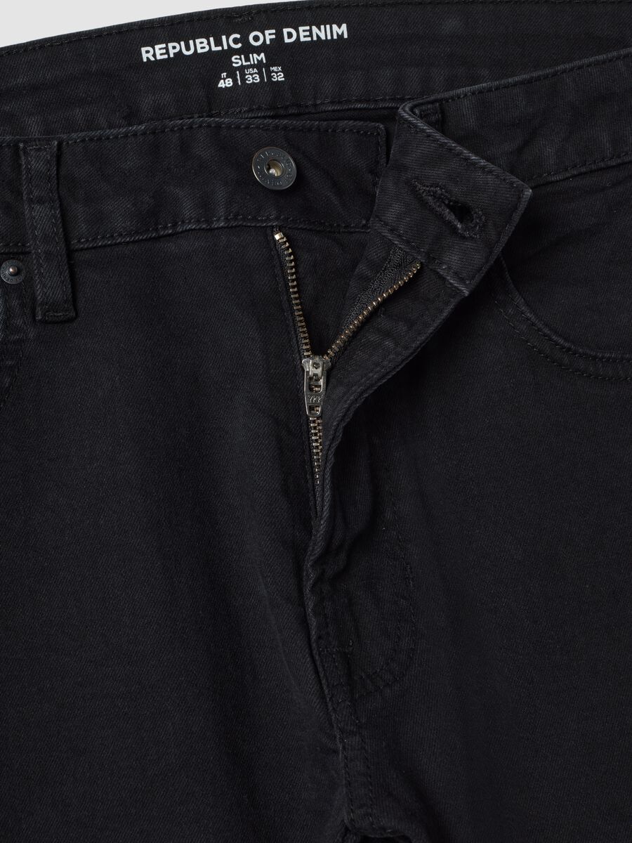 Black slim-fit stretch cotton denim jeans_5