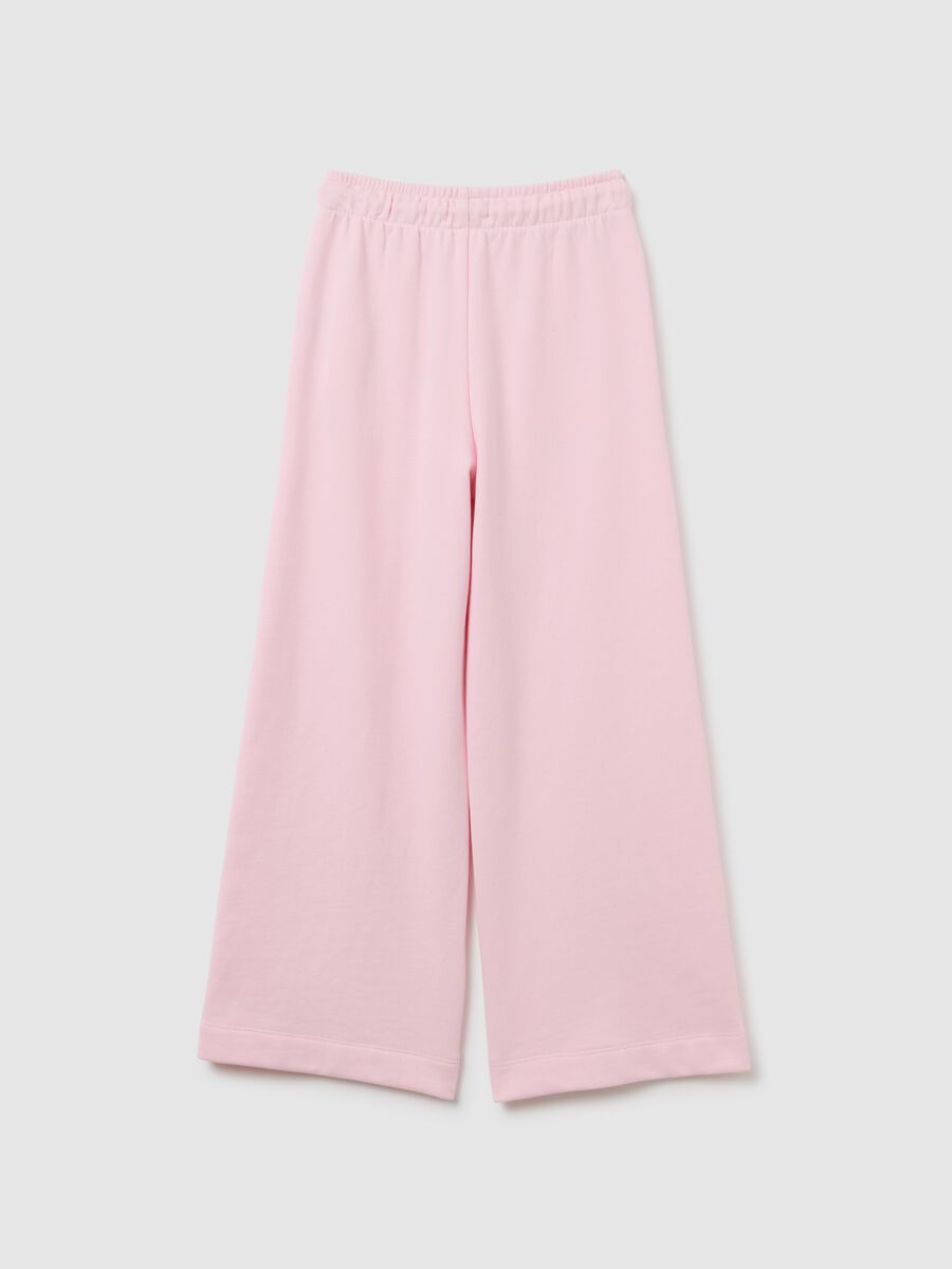 Girls' pink wide leg jogger trousers in pure cotton_1