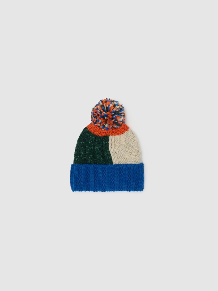 Multicolour kids' hat with pom-pom_0