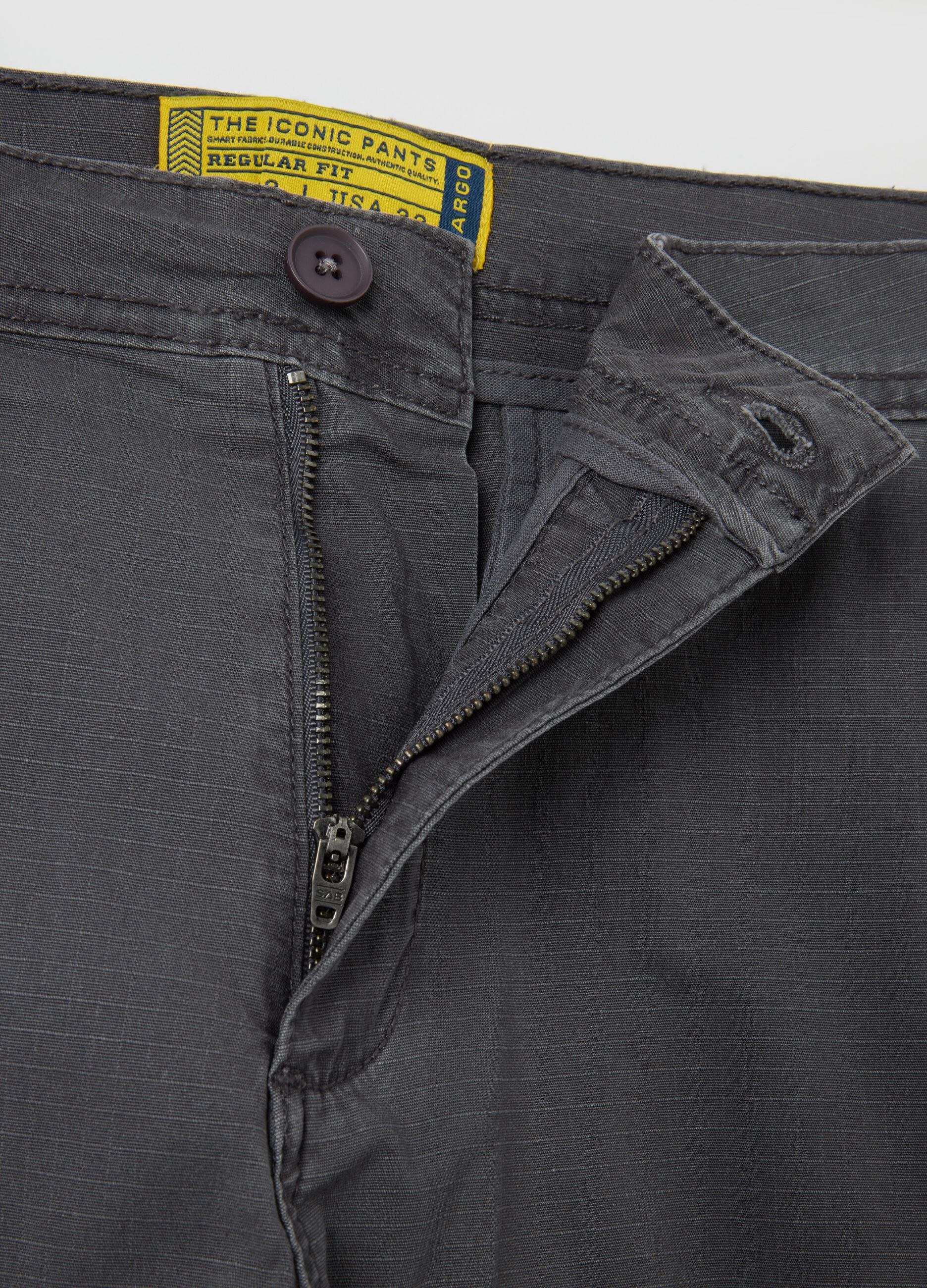 Men's grey stretch cotton cargo trousers