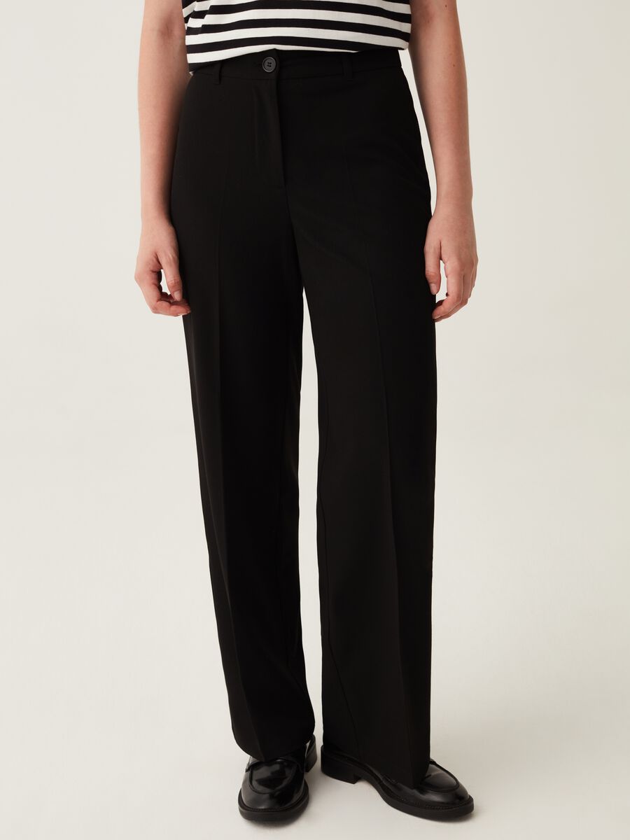 Pantaloni wide leg a vita alta_1