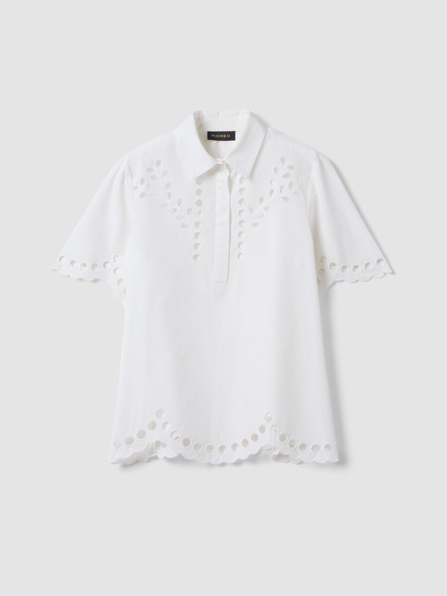 White pure cotton shirt with broderie anglaise detailing_0