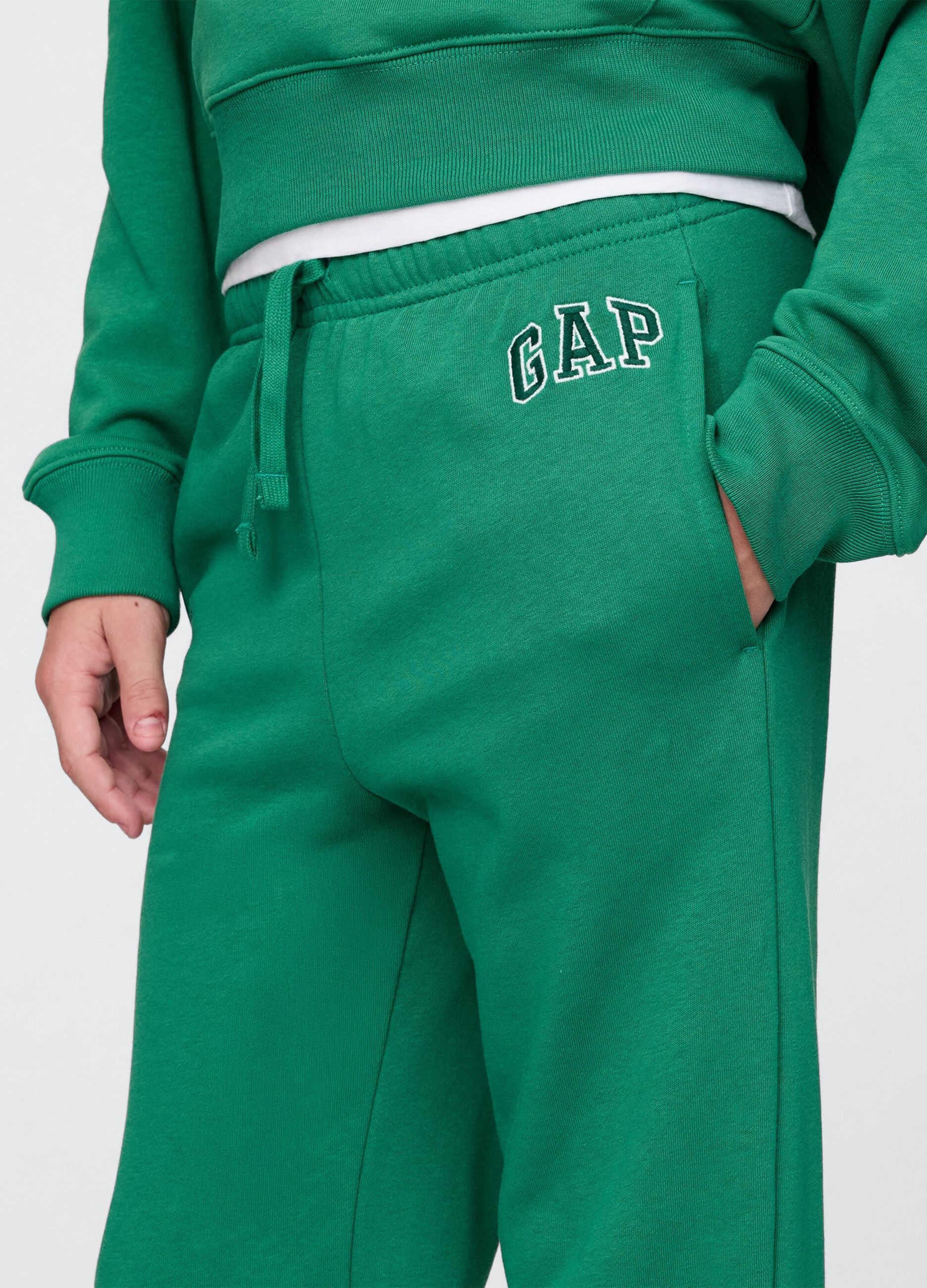 Children's green jogger trousers in cotton blend