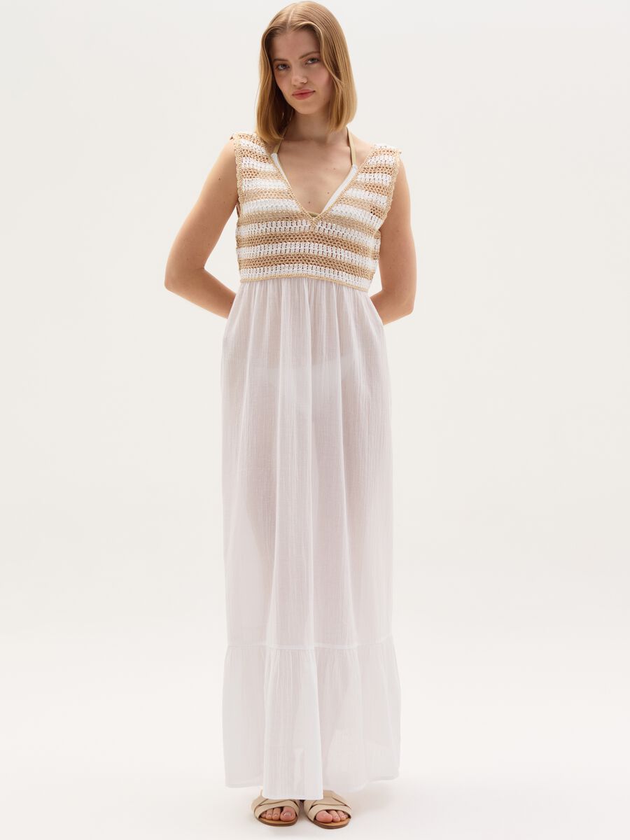 Long beach cover-up dress with crochet top_0