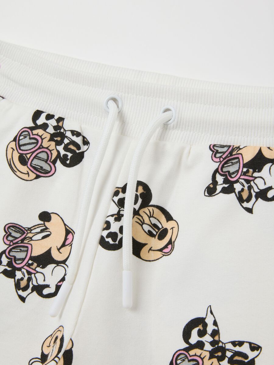 Girls' white cotton shorts regular fit with print_3