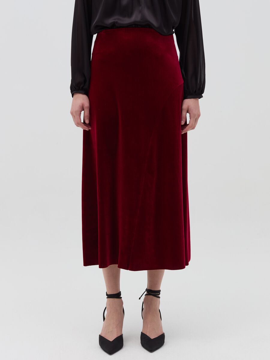 Full midi skirt in velvet_1