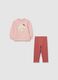 Completo felpa e leggings da bimba in cotone rosa regular fit_0