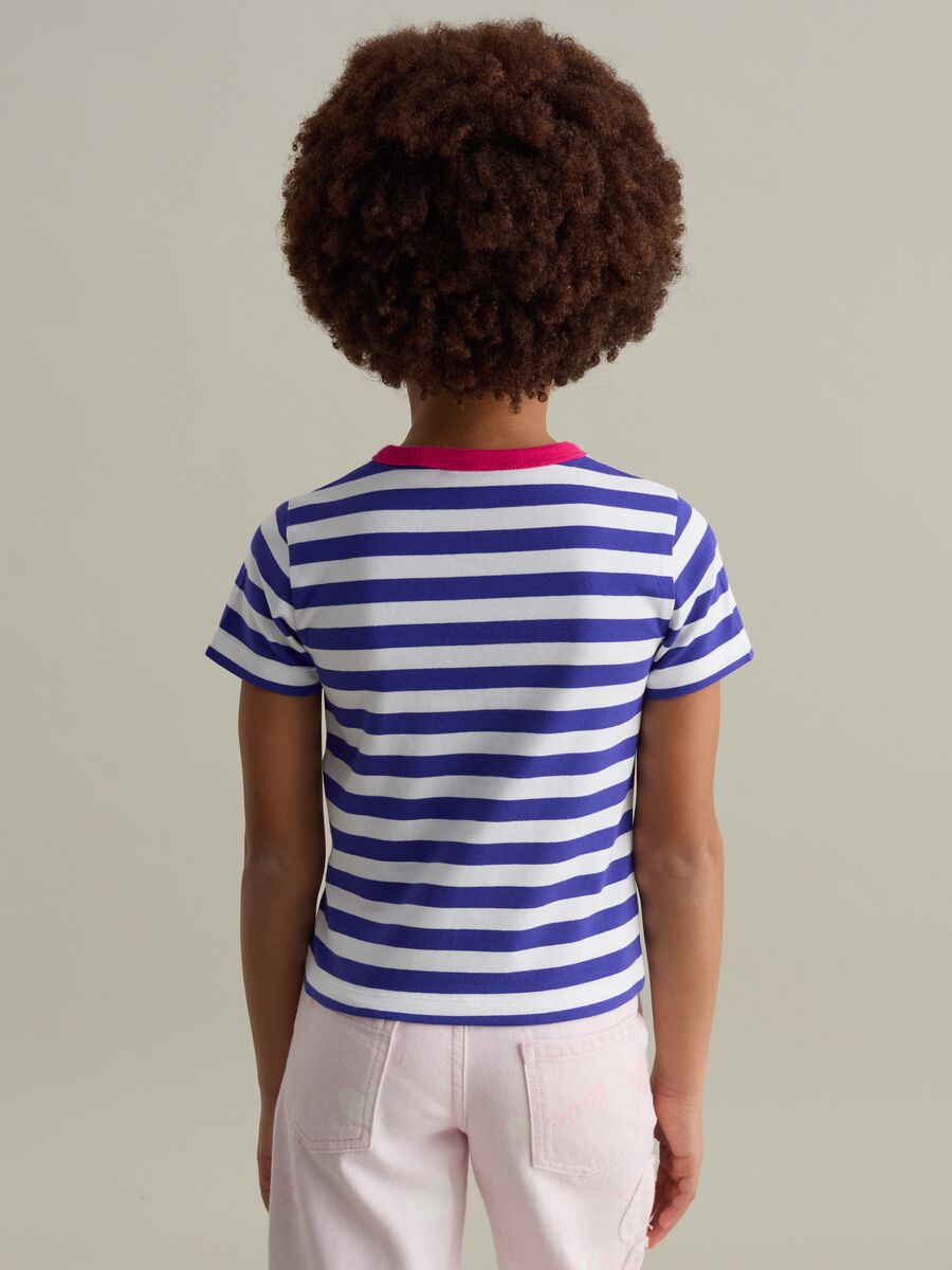 T-shirt with striped pattern and diamanté logo_1