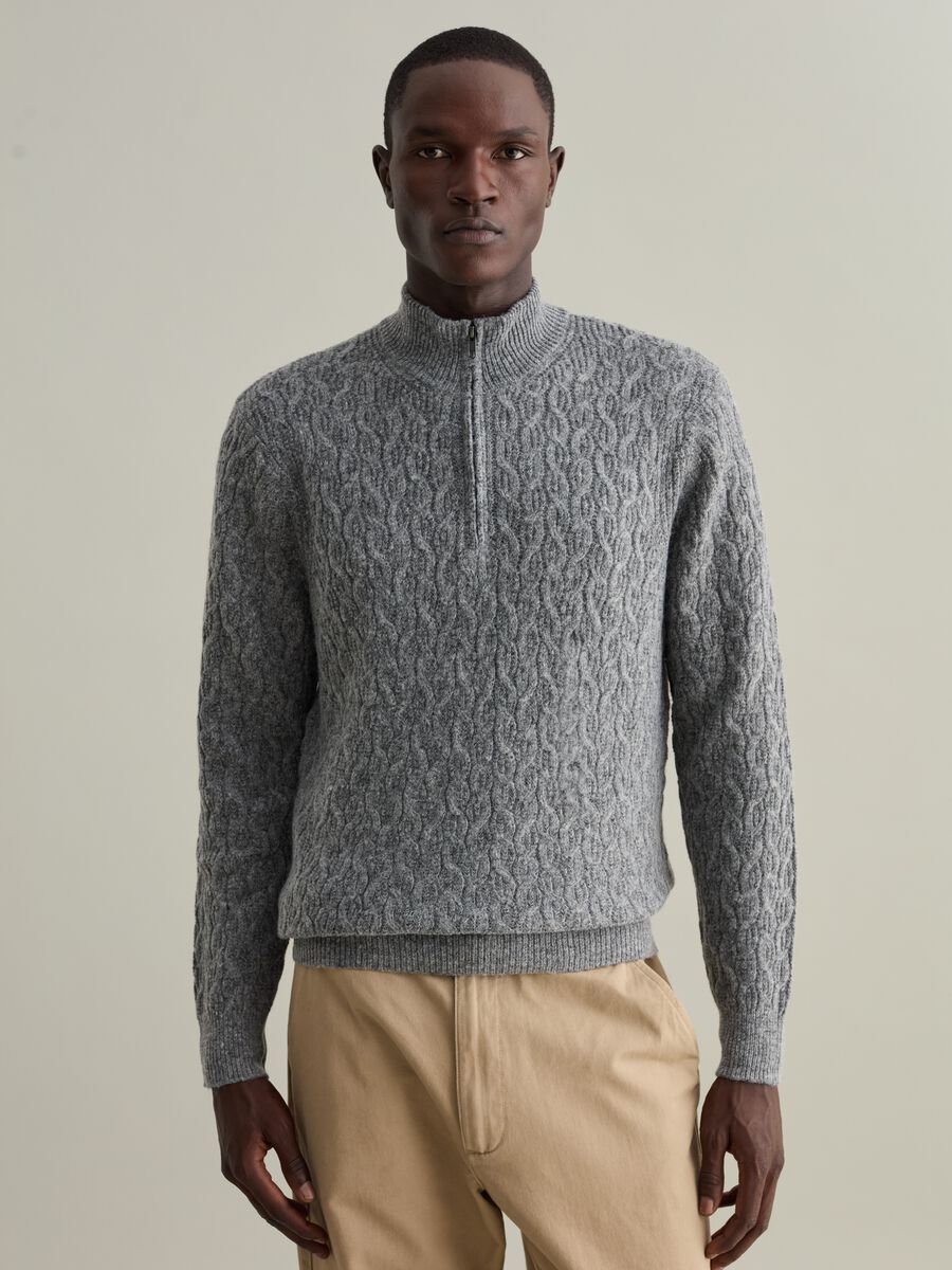 Pullover half-zip a trecce_0