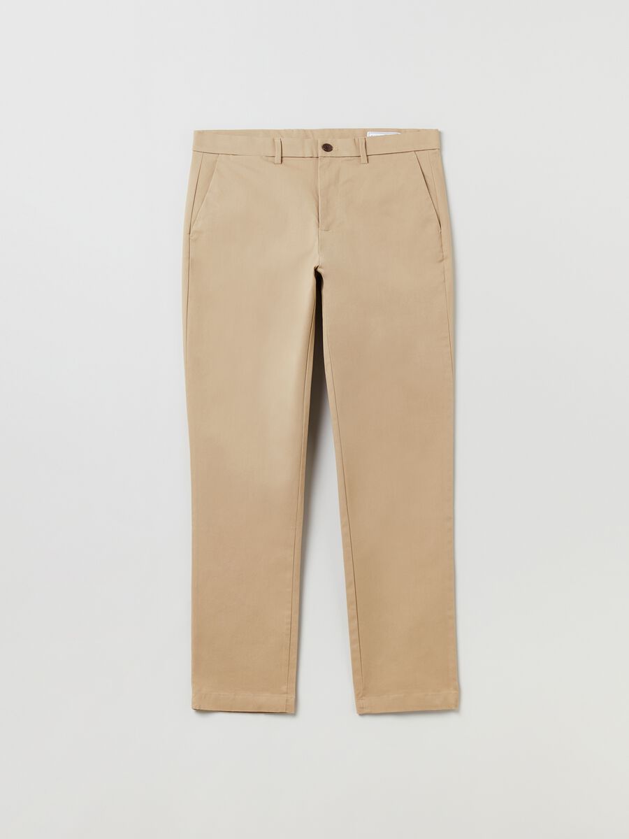 Stretch cotton slim fit trousers_1