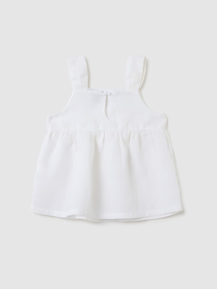 Girls' white linen top regular fit_4