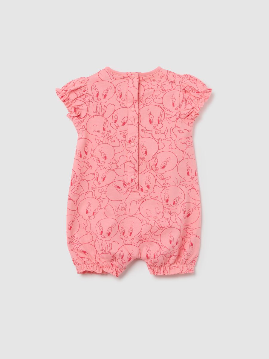 Pink pure cotton baby romper with ruffled sleeves_1