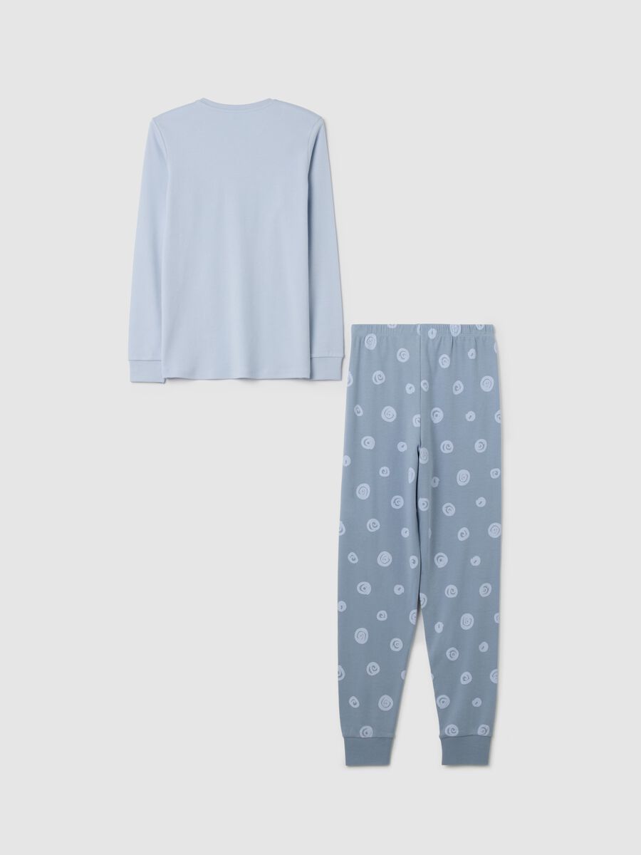 Girls' long pyjamas in light blue pure cotton regular fit_1