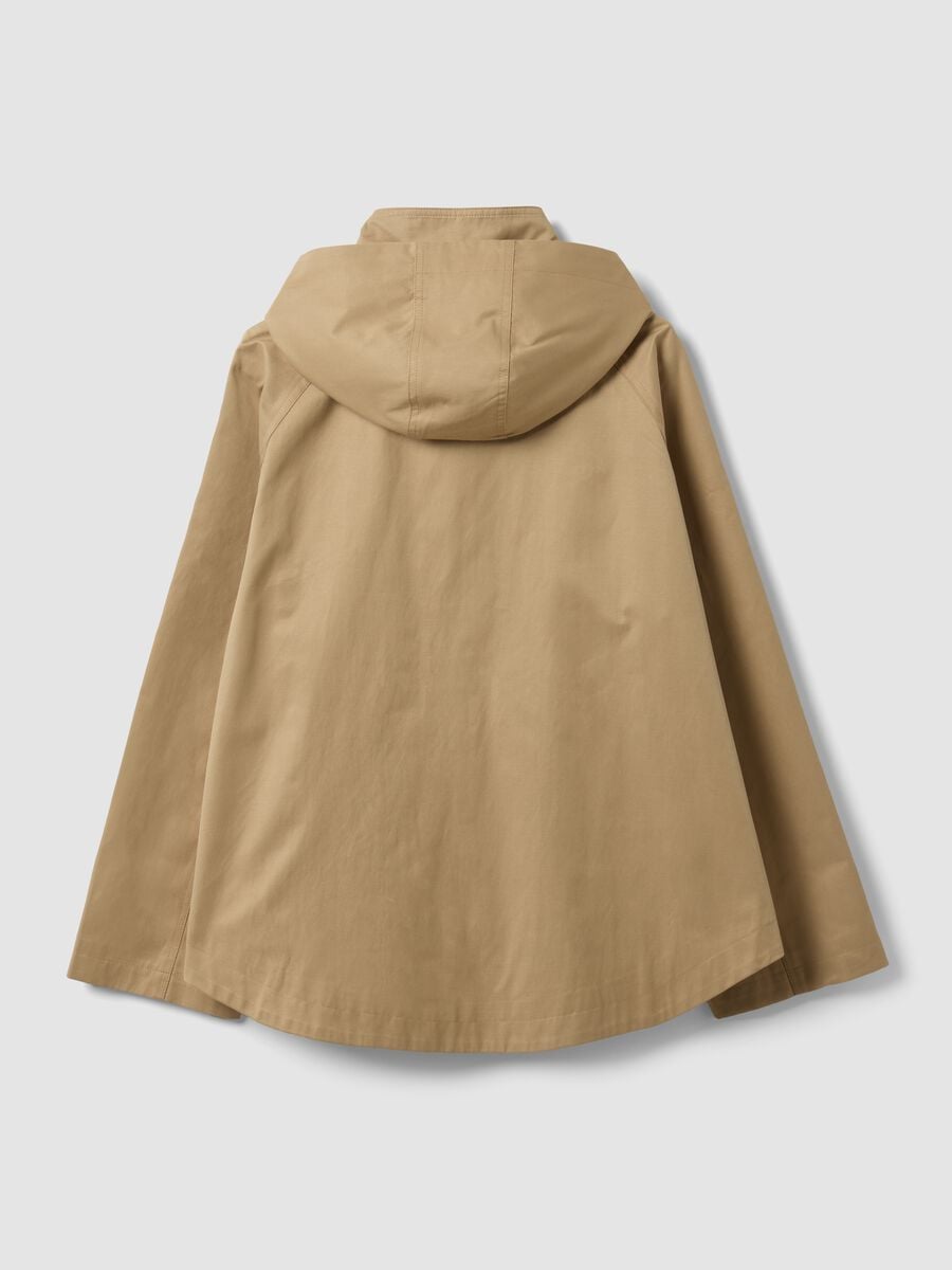 Beige cotton-blend parka with hood, regular fit_1