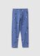 Slim fit blue stretchy cotton leggings for girls_0