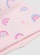 Pink Stretch Cotton Beanie with Rainbows for Girls_2