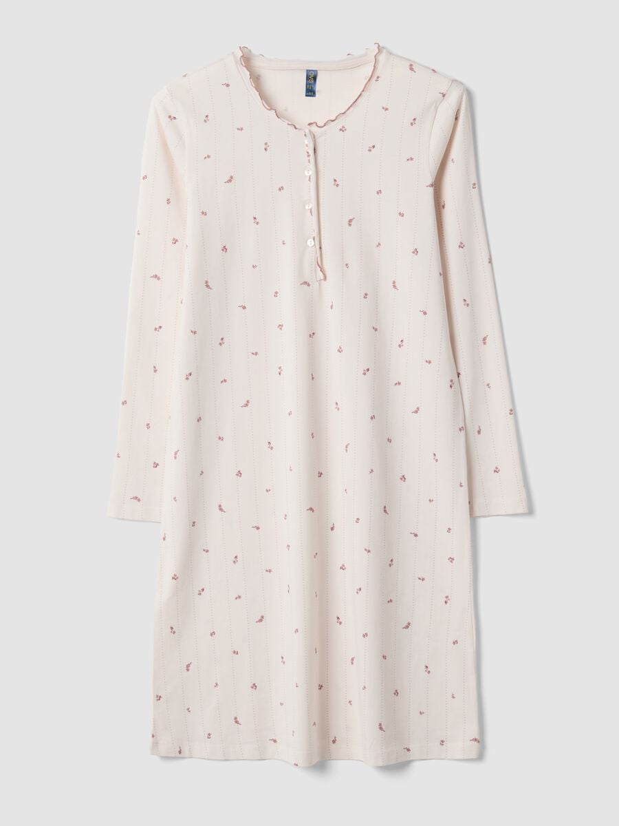 Pink pure organic cotton nightdress with round neckline_0