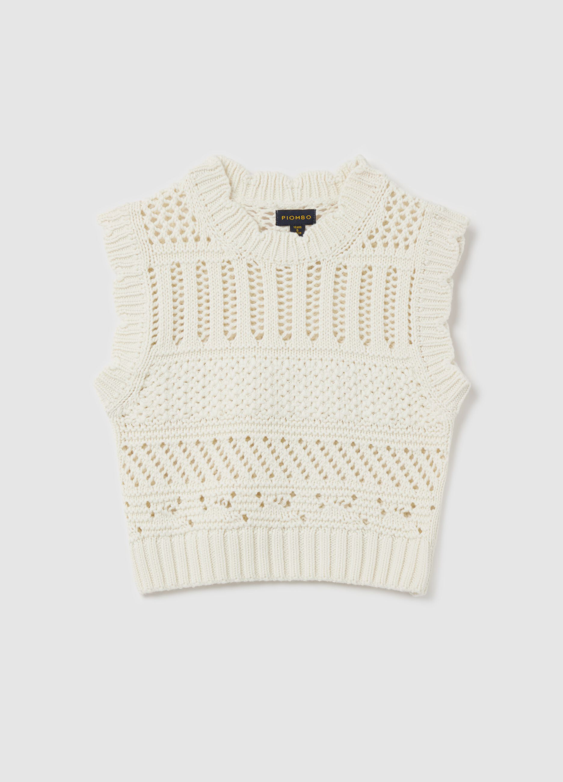 Gilet in cotone con lavorazione traforata