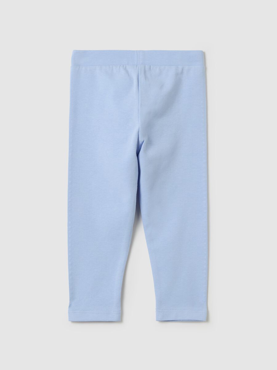 Stretch cotton leggings with diamanté motif_1
